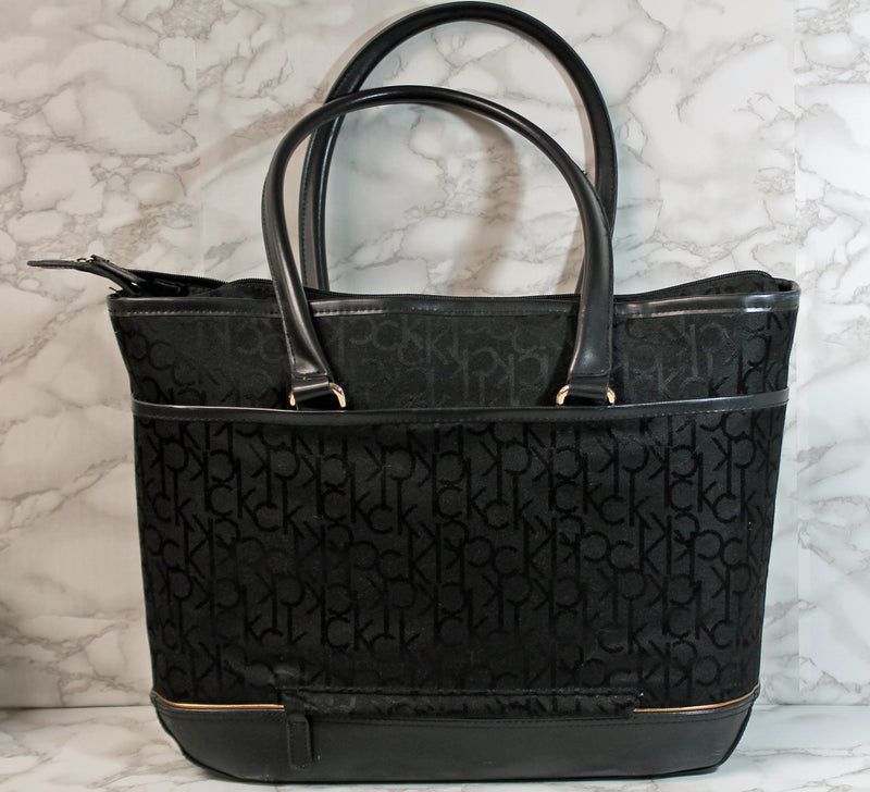 Calvin Klein Purse: Black Monogram Tote Bag