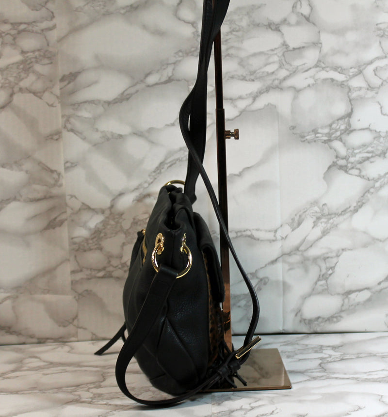 Aimee Kestenberg Purse: Black Leather Calf Hair Crossbody Bag