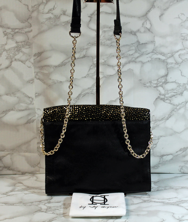 OH by Joy Gryson Purse: Black Leather Evening Handbag
