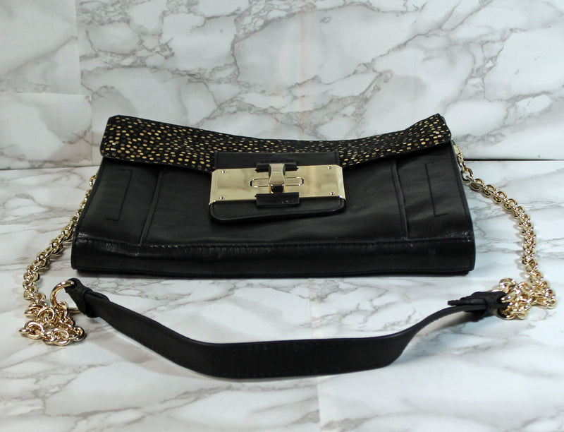 OH by Joy Gryson Purse: Black Leather Evening Handbag