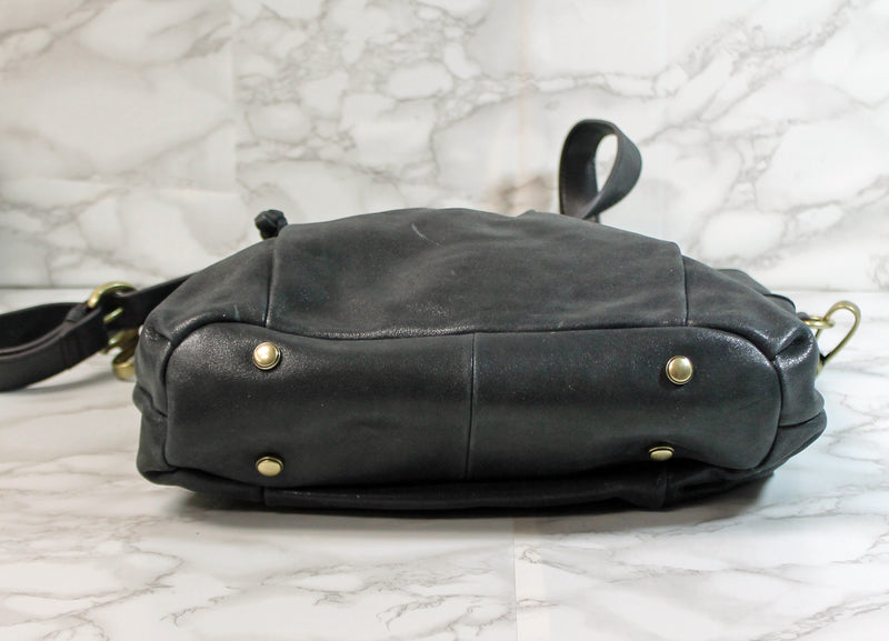 B Makowsky Purse: Black Leather Convertible Handbag