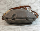 Oryany Purse: Grey Khaki Brown Leather Satchel Bag