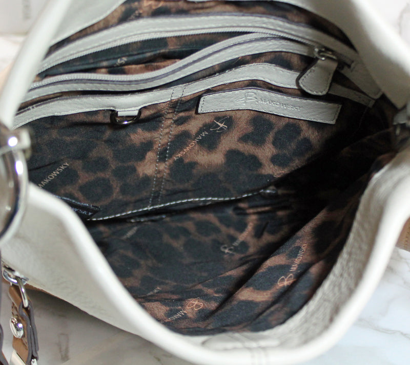 B.MAKOWSKY Brown Mahogany Leather Belted Shoulder Satchel Shopper Purse Bag  | eBay