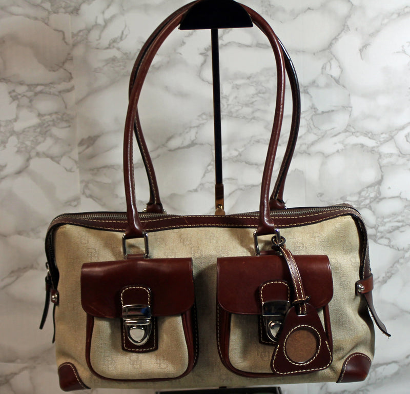 Dooney & Bourke Purse: Brown Double Pocket Signature Crossbody Bag