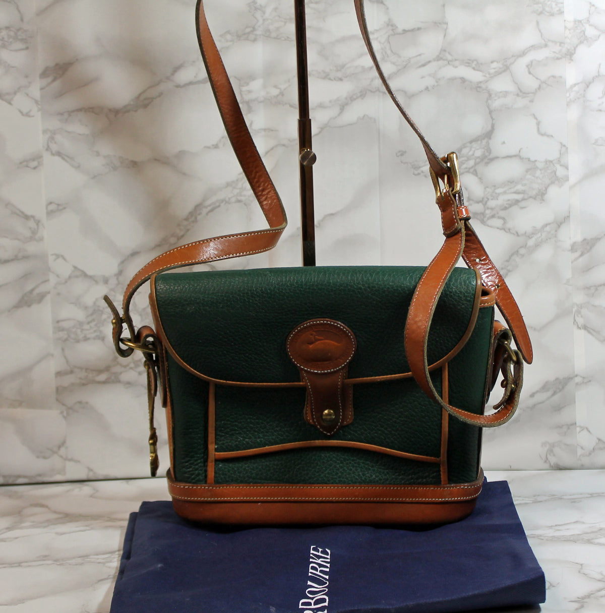 Dooney Bourke Purse: Green and Tan AWL Carrier Shoulder Bag
