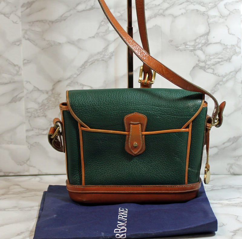 Dooney & Bourke Purse: Green and Tan AWL Carrier Shoulder Bag