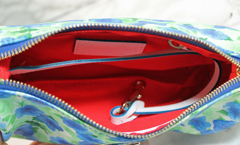 Dooney & Bourke Purse: White Blue Floral Mini Barrel Handbag