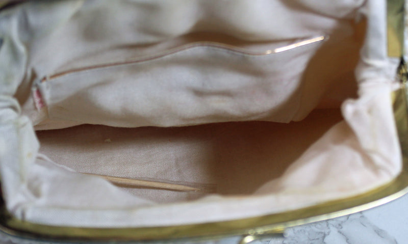 Handmade Purse: Cream Beaded Evening Shoulder Bag