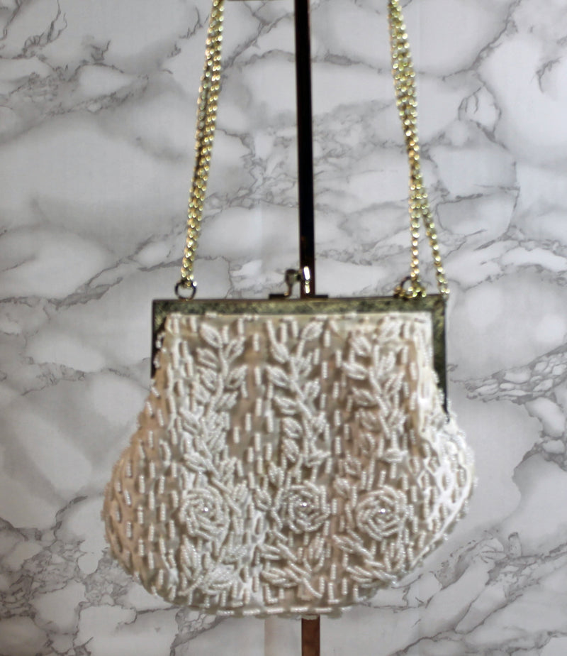 Hand Made Vintage Pearl Beaded Evening Bag