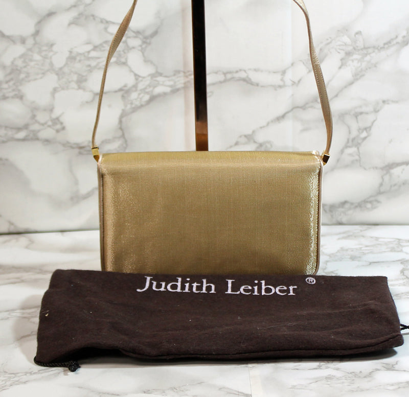 Judith Leiber Purse: Gold Convertible Clutch Shoulder Bag