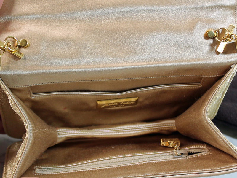 Judith Leiber Purse: Gold Convertible Clutch Shoulder Bag