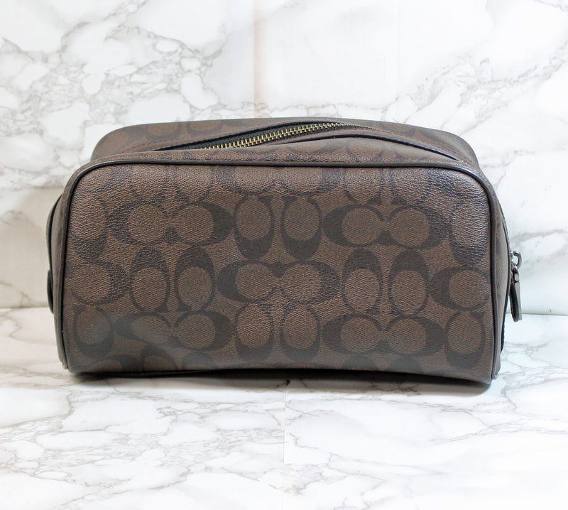 coach travel toiletry bag Purse: Brown Kit 1 Outside Zipper Pocket Toiletry Bag Coach Men's Travel