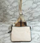 Coach Purse: Beige Silver Leather Trim Starfish Handbag & Towel