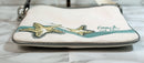 Coach Purse: Beige Silver Leather Trim Starfish Handbag & Towel