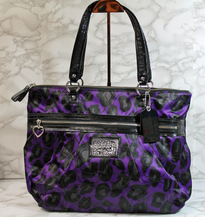 Coach Poppy Tartan Plaid Glamour Glitter Tote Bag Purse F15464 Pinks  Purples | eBay