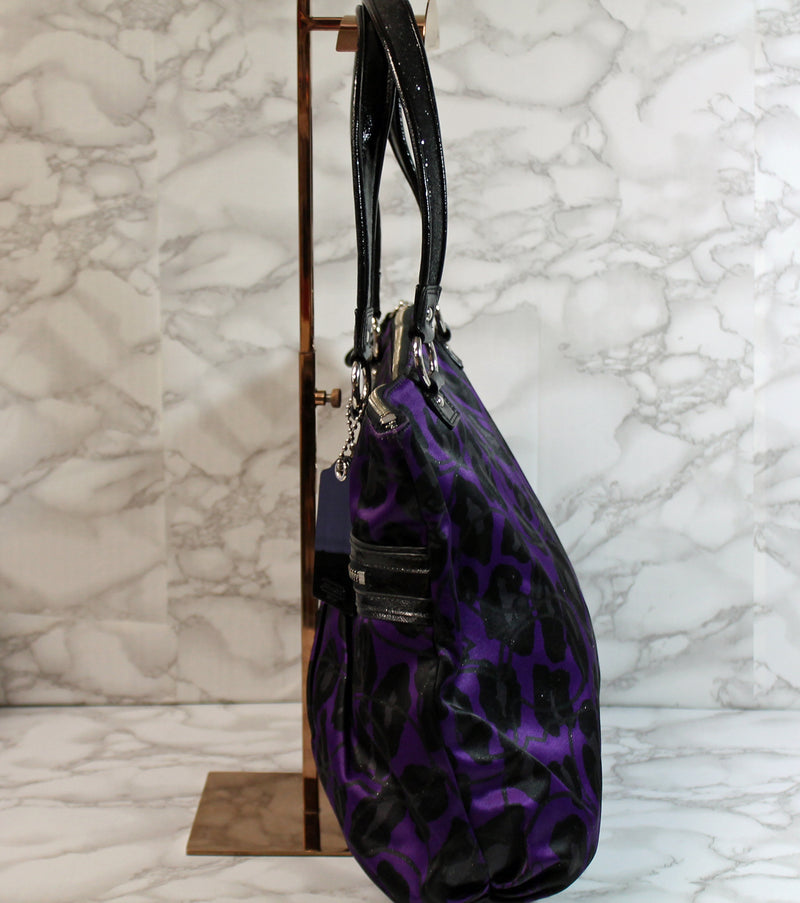Coach Purse: F20048 Purple Black Ocelet Poppy Shoulder Bag