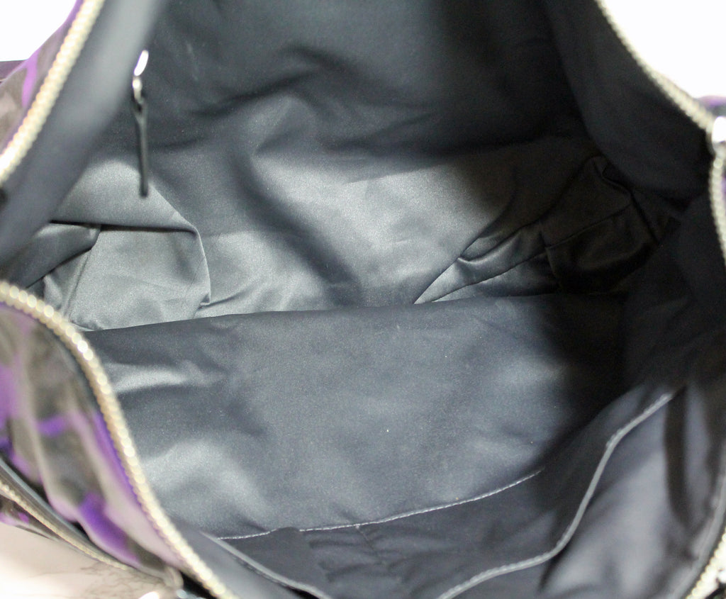 Black & Purple COACH POPPY Daisy Ocelot Shoulder Handbag Tote Purse F20071  | eBay