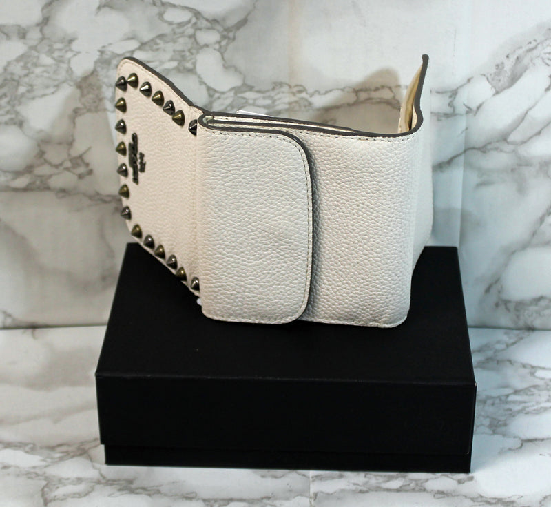 Coach Purse: White Stud Small Trifold Wallet Bag