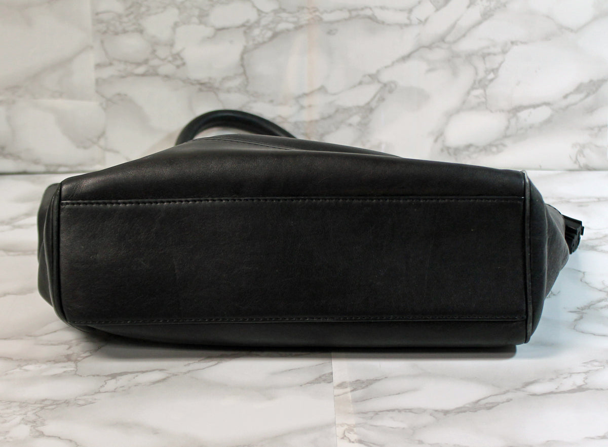 【希少】OLD COACH Dulles Bag leather black Coach Flap Legacy Satchel Bag Black Leather Vintage 65th
