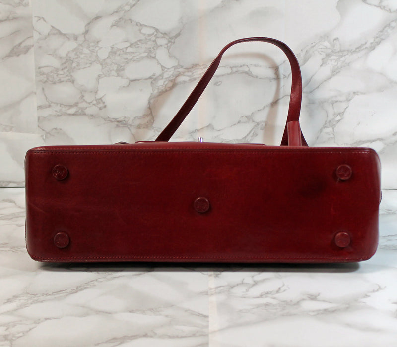 Monsac Red Leather Classic Shoulder Bag