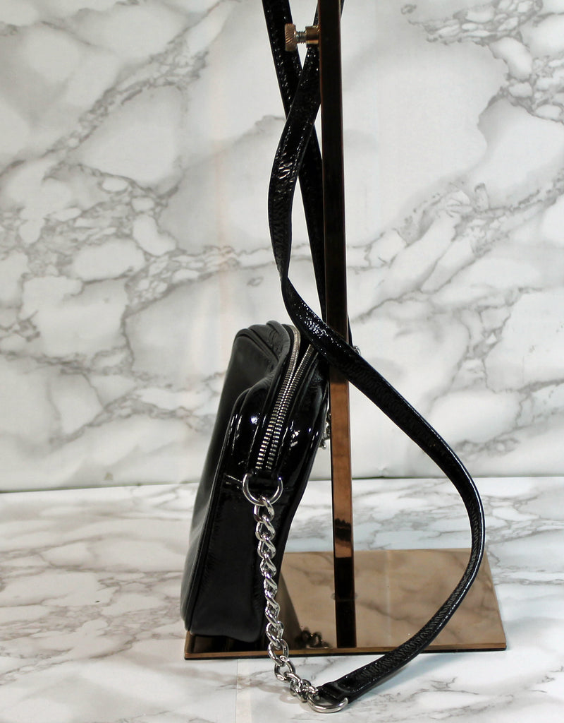 Michael Kors Purse: Black Patent Leather Crossbody Bag
