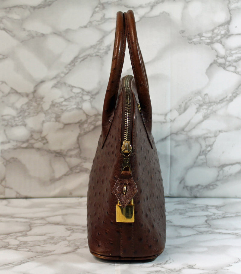 Rene Purse: Brown Ostrich Leather Satchel bag