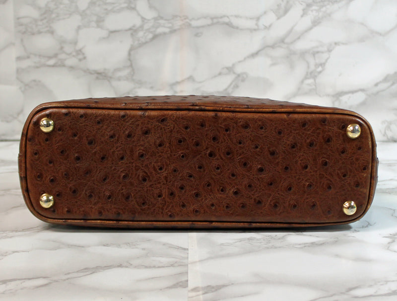Rene Purse: Brown Ostrich Leather Satchel bag
