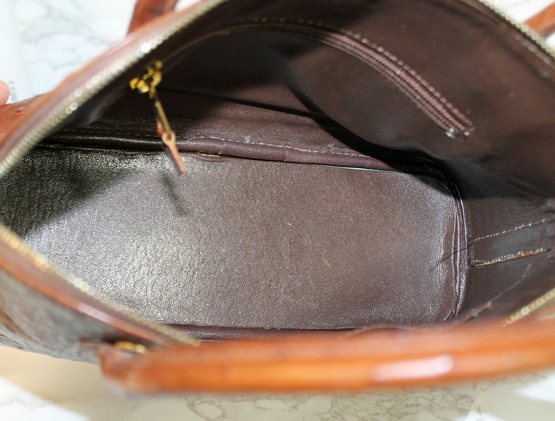 Rene Purse: Brown Ostrich Leather Satchel bag