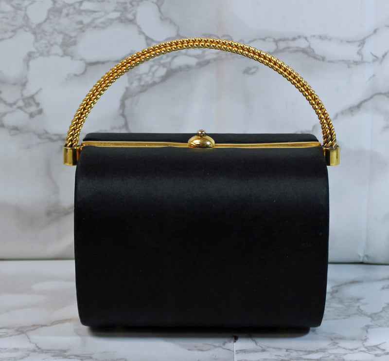 Rodo Purse: Black Sateen Evening Handbag