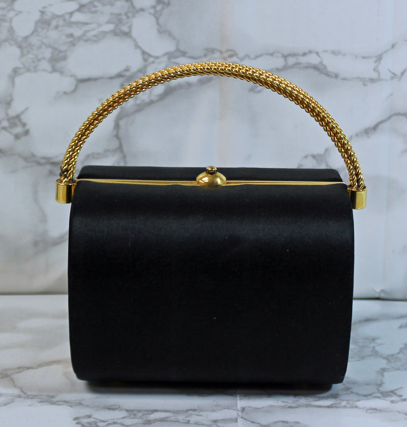 Rodo Purse: Black Sateen Evening Handbag