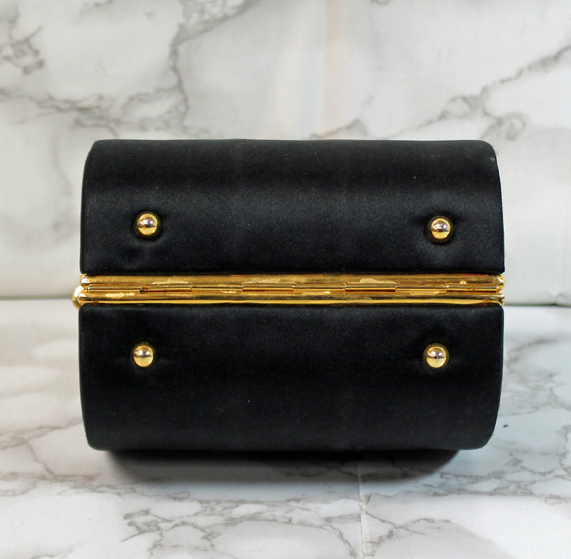 Rodo Purse: Black Sateen Evening Handbag