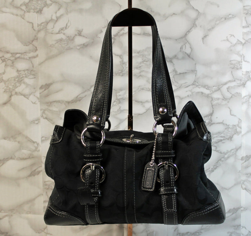 Buy Coach Handbag Box Crossbody Bag Top Handle Signature Canvas With Og Box  And Dust Bag (black) (J1239)