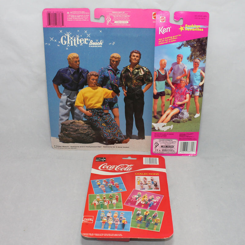 Ken Glitter Beach Fashions, Ken Fashion Favorites & Barbie Coca Cola Acessories - 3 Sets