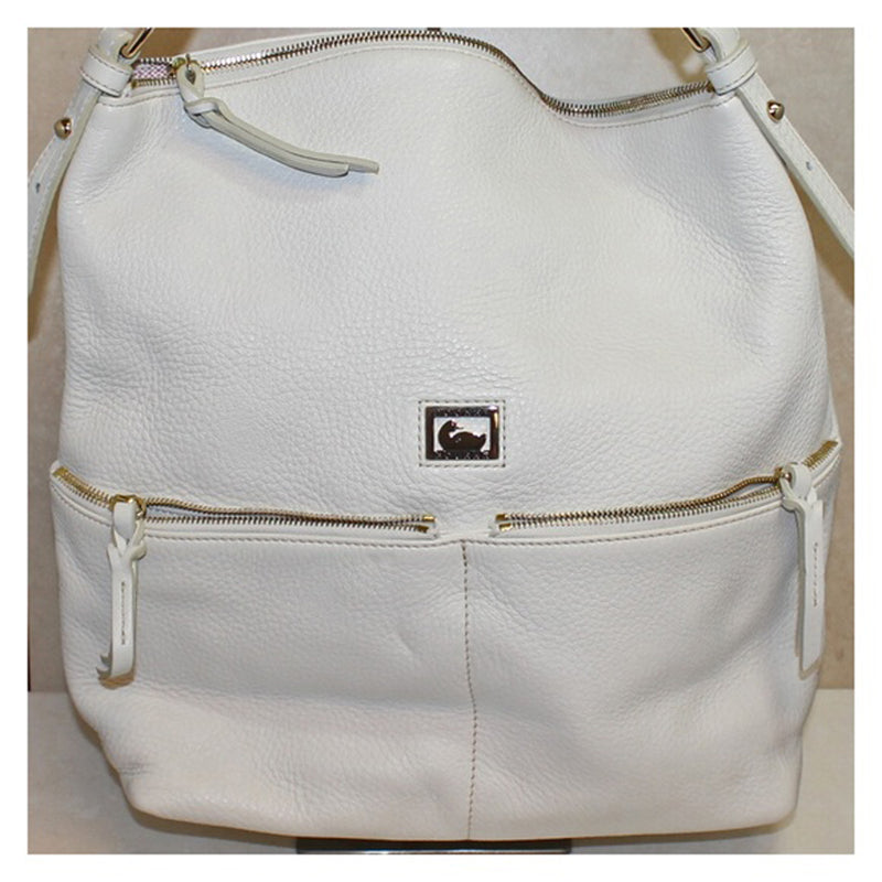 Dooney & Bourke Purse: White Leather Dillen Medium Hobo Bag