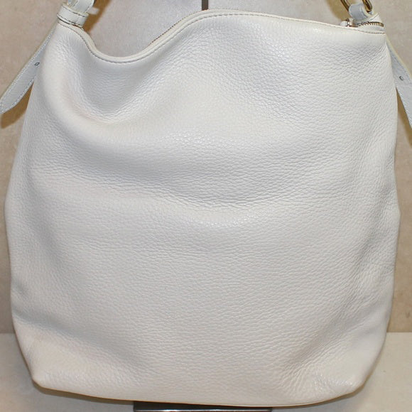 Dooney & Bourke Purse: White Leather Dillen Medium Hobo Bag