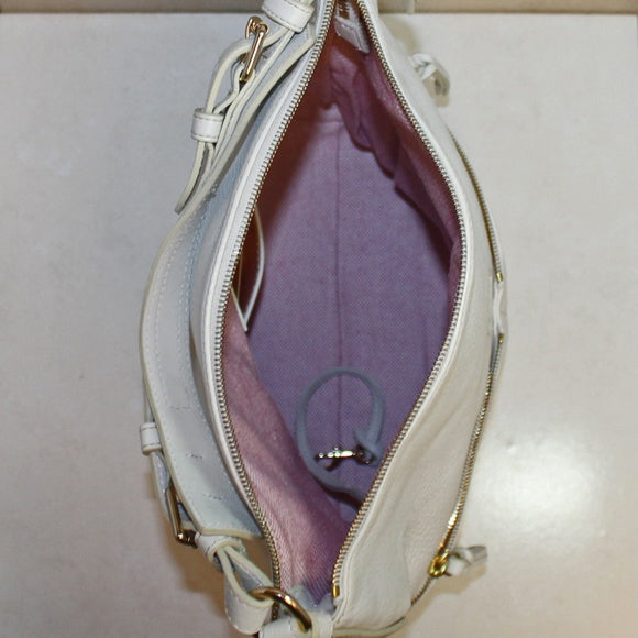 Dooney & Bourke Purse: White Leather Dillen Medium Hobo Bag