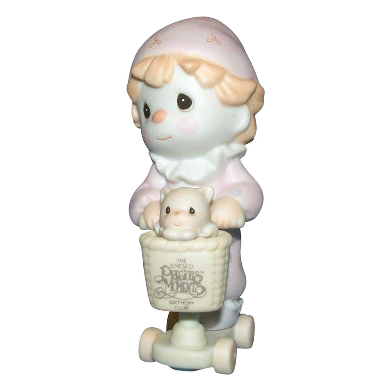Precious Moments Figurine: B0111 Scootin' By Just to Say Hi | Birthday Club Charter Member