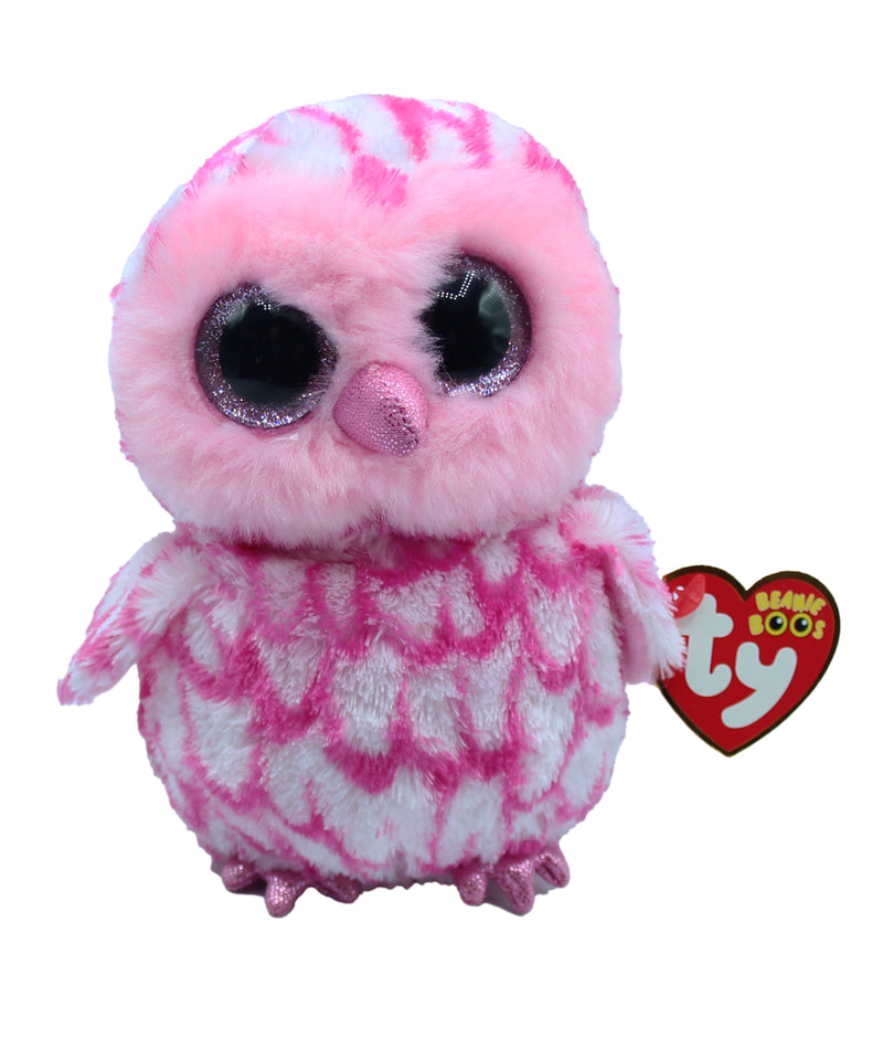 Ty Beanie Boo: Pinky the Owl - Glitter Eyes, Regular Size