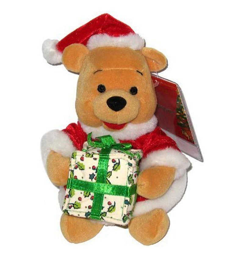 Disney Plush: Pooh Bear as Santa with Gift