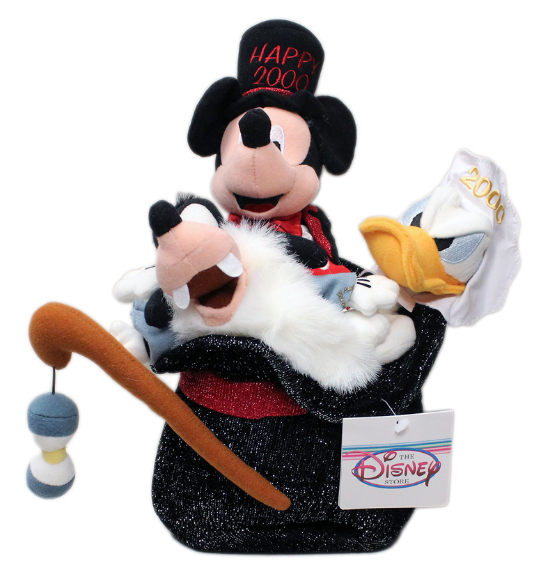 Disney Plush: Mickey, Donald, and Goofy Celebrating New Years 2000