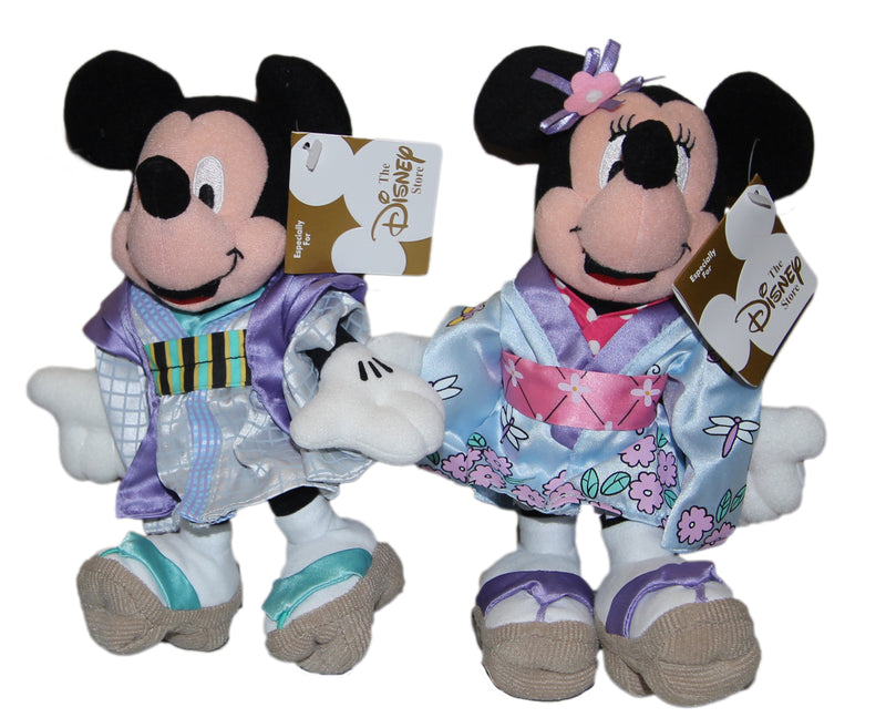 Disney Plush: Japanese Globe Trotting Mickey & Minnie - Set of Two