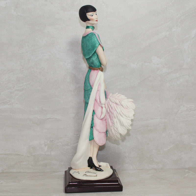 Giuseppe Armani Figurine: Lady with Fan Green Dress 0387-C