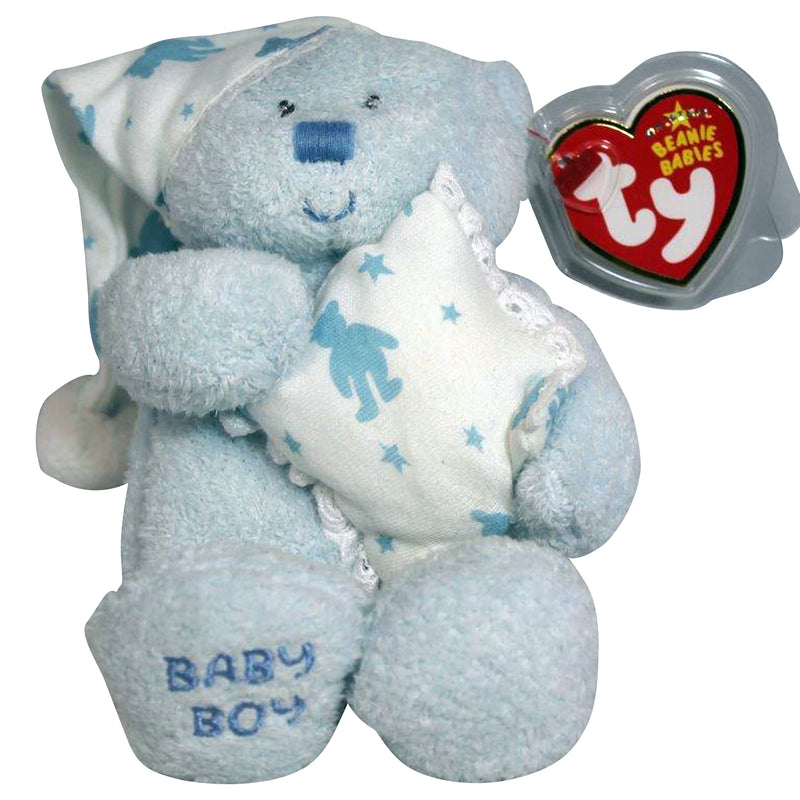 Ty Beanie Baby: Baby Boy the Bear - with night hat and pillow
