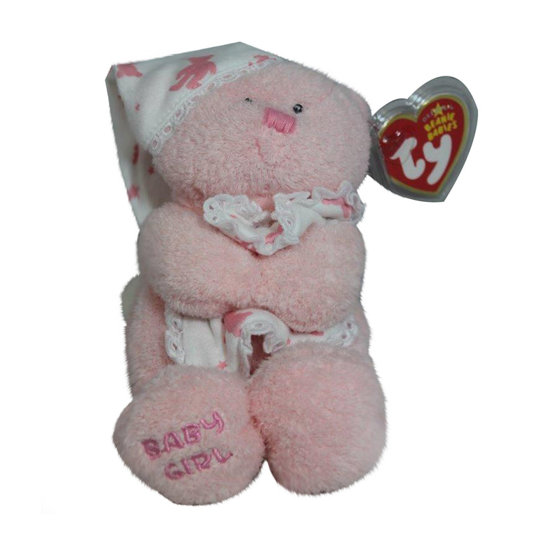 Ty Beanie Baby: Baby Girl the Bear - with night hat and pillow
