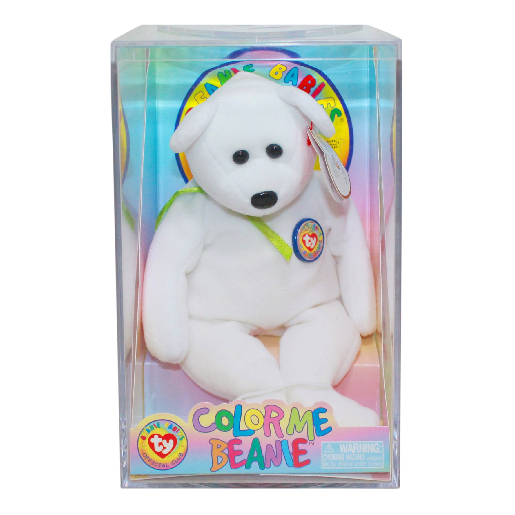 Ty Beanie Baby: Color me Beanie - Birthday Bear Kit - Green Ribbon