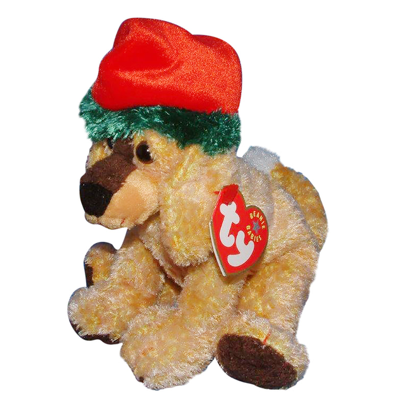 Ty Beanie Baby: Jinglepup the Dog - Green Hat - White Tail
