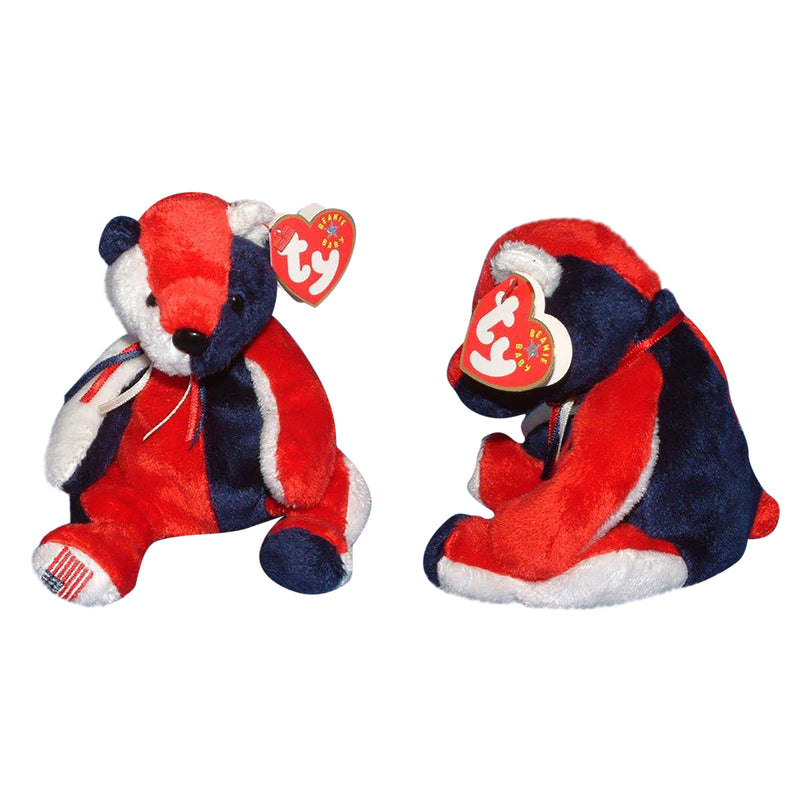 Ty Beanie Baby: Patriot the Bear - Flag on Right Foot