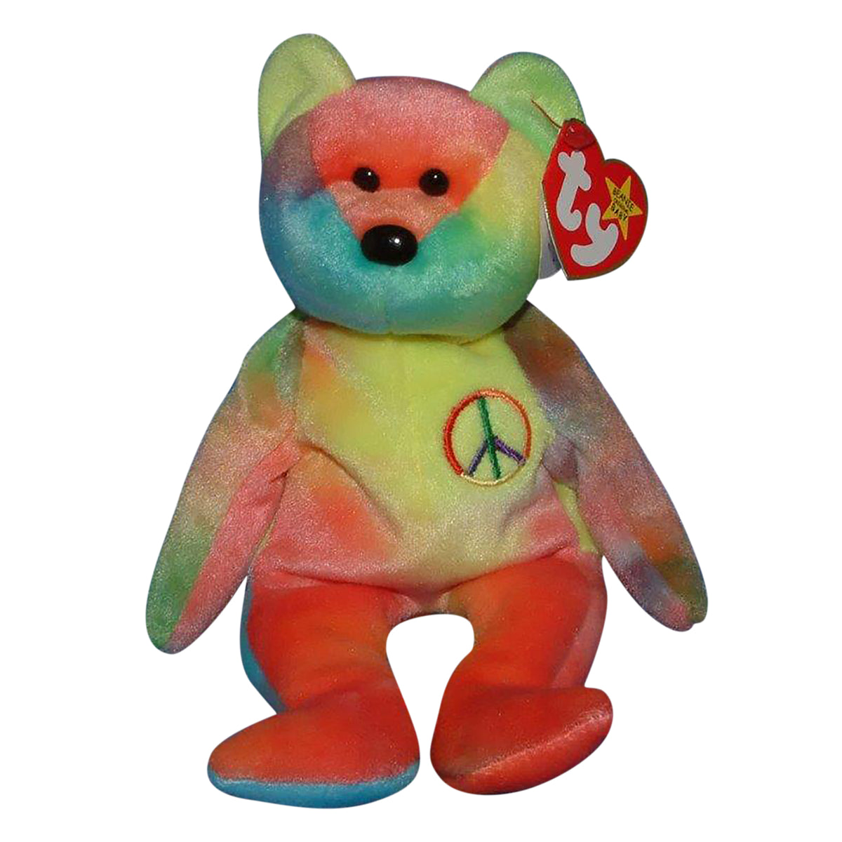 Ty Beanie Baby: Peace the Bear Neon