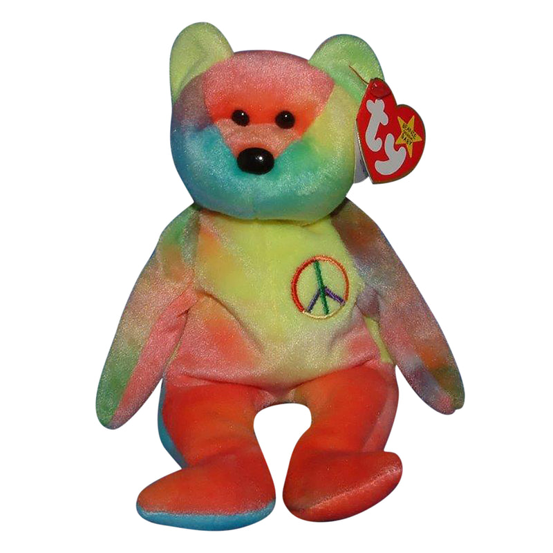 Ty Beanie Baby: Peace the Bear - Neon