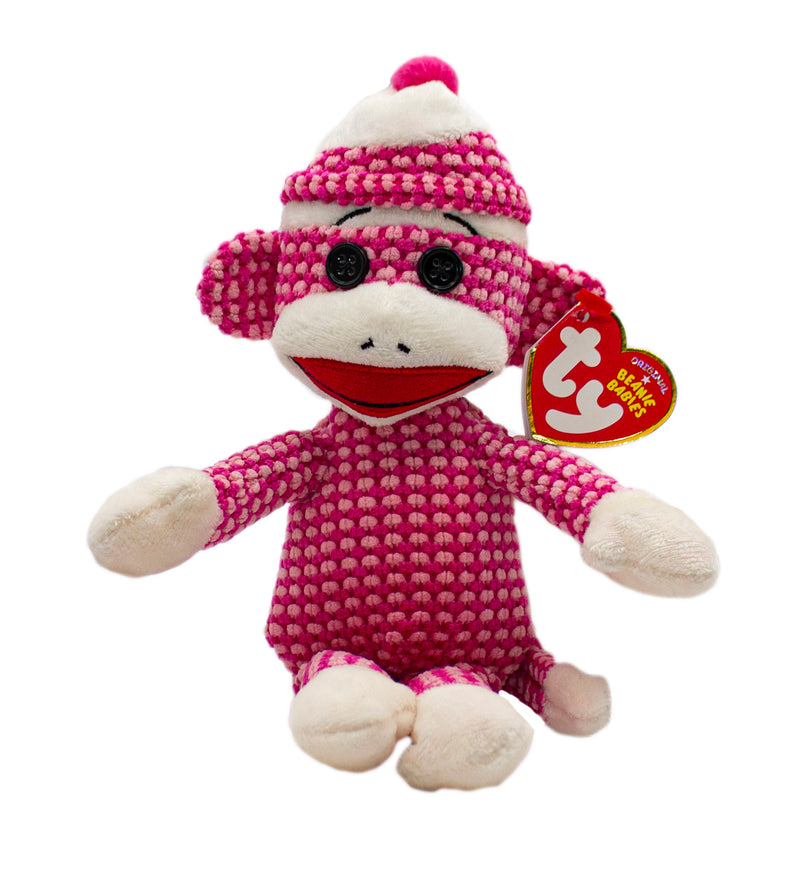 Ty Beanie Baby: Quilted Pink Sock Monkey